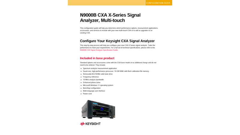 N9000B CXA X-Series Signal Analyzer, Multi-touch